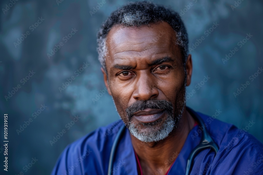 Portrait of a middle aged african american male registered nurse Portrait of a middle aged african american male registered nurse