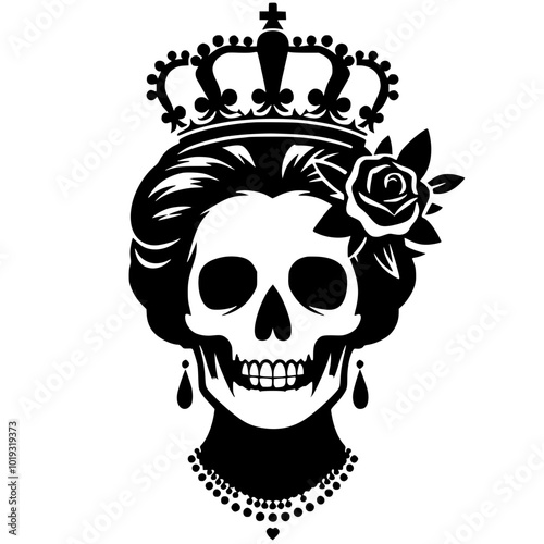 Beautiful queen skull silhouette