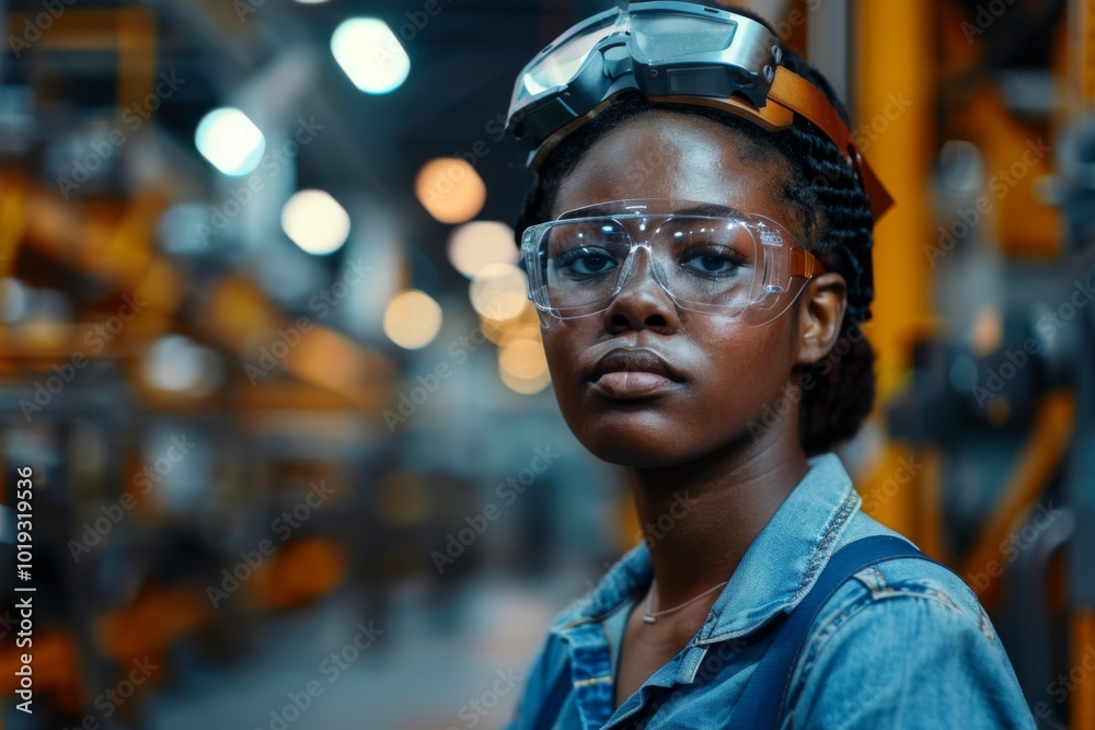 Portrait of a young adult African American female Assembly Line Worker Portrait of a young adult African American female Assembly Line Worker