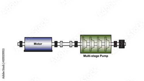 Line drawing showing a boiler feed pump machine train diagram with a motor driving a centrifugal pump