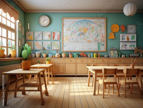 Inviting early childhood classroom with playful decor and natural light