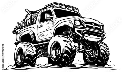 PNG Illustration of a truck sketch vehicle drawing. photo