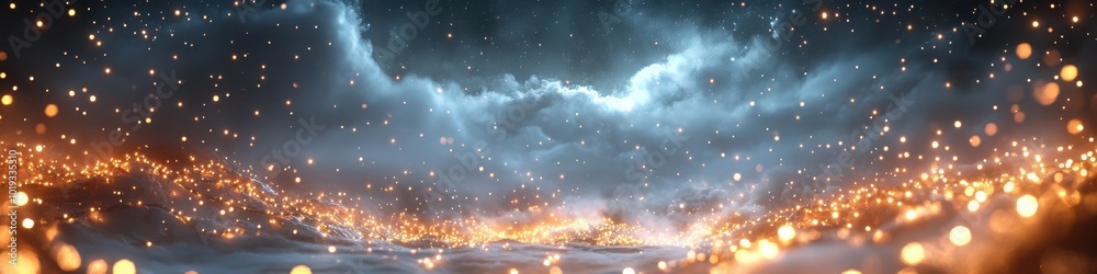 Naklejka premium Mesmerizing Cosmic Landscape Unveils Breathtaking Interstellar Phenomena with Stunning Stellar Clusters and Nebulae in Deep Space