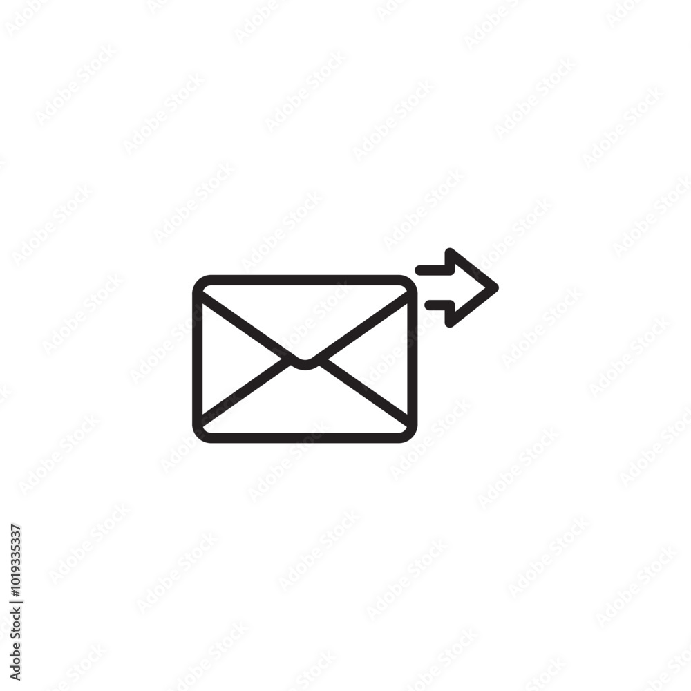 Email being sent on icon. Outgoing message on icon. Envelope icon with an arrow pointing right, symbolizing an outgoing email. Editable icon. Email being sent on icon. Outgoing message on icon. Envelope icon with an arrow pointing right, symbolizing an outgoing email. Editable icon.