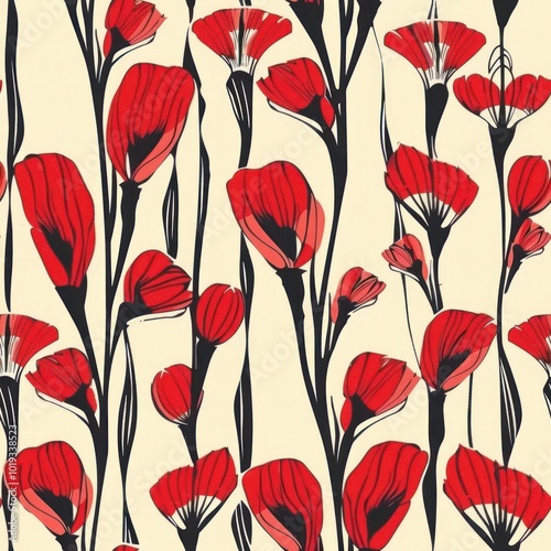 a vibrant seamless pattern abstract strange flowers wi