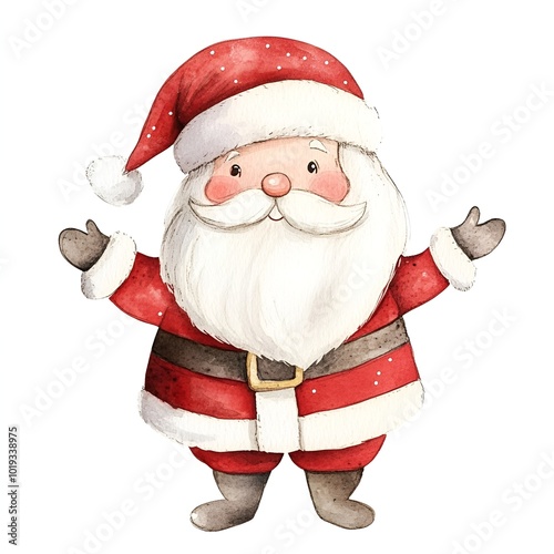 Cute Santa Watercolor Clipart