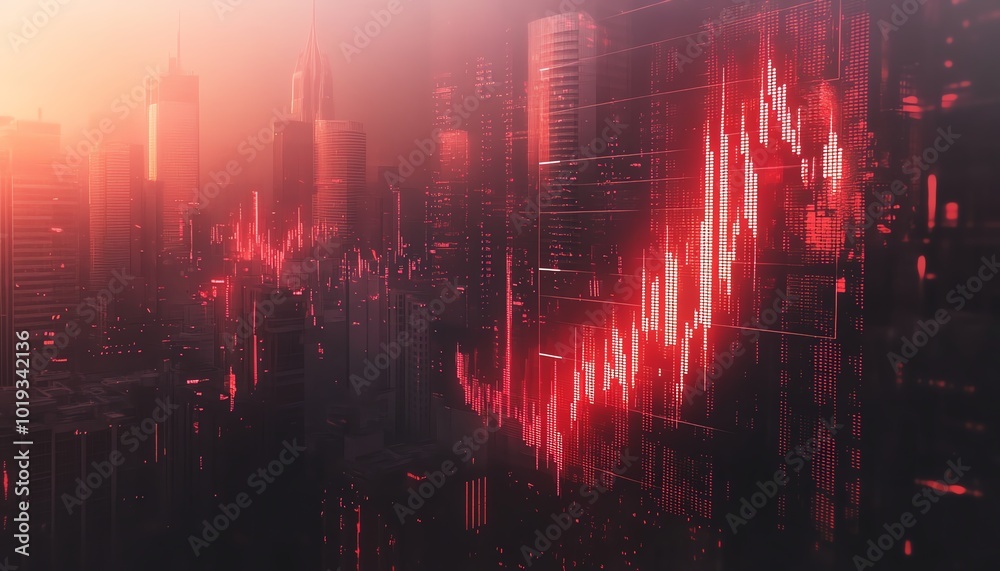 Abstract stock market graphic with red financial trends. Abstract stock market graphic with red financial trends.