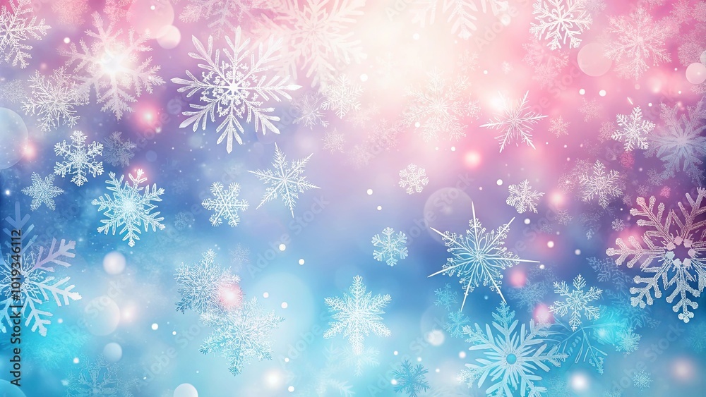 A Winter Wonderland of Delicate Snowflakes Adorned with a Softly Blurred Background of Pastel Hues A Winter Wonderland of Delicate Snowflakes Adorned with a Softly Blurred Background of Pastel Hues