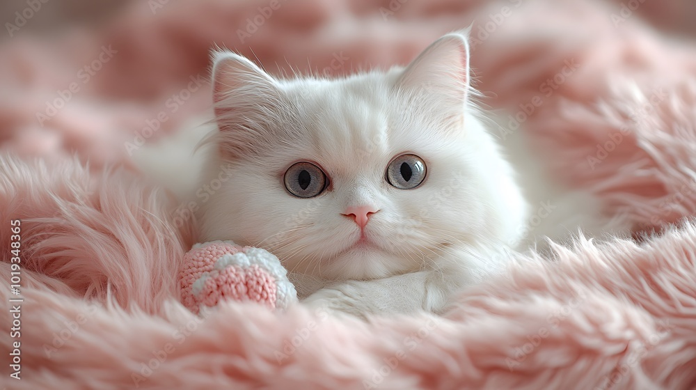 Playful Elegance: A White Persian Cat’s Joyful Antics on a Fluffy Pink Blanket Playful Elegance: A White Persian Cat’s Joyful Antics on a Fluffy Pink Blanket