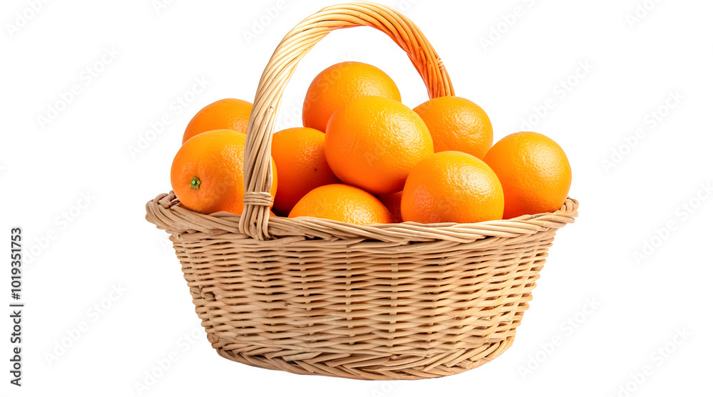 Fresh Oranges in Woven Basket for Healthy Lifestyle, transparent background Fresh Oranges in Woven Basket for Healthy Lifestyle, transparent background