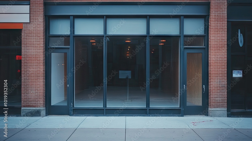 Empty Storefront on Urban Street Scene Empty Storefront on Urban Street Scene