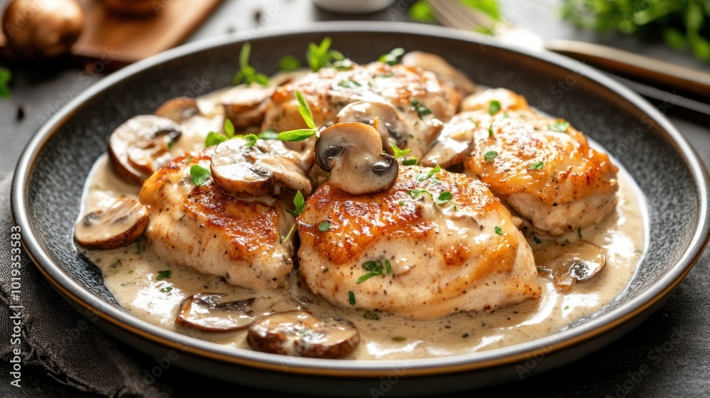 Chicken and Mushrooms in Creamy Sauce Chicken and Mushrooms in Creamy Sauce