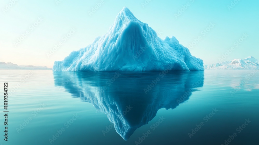 A Single Iceberg Floating in a Calm Blue Sea A Single Iceberg Floating in a Calm Blue Sea