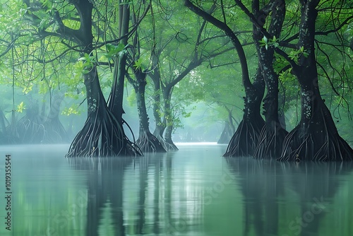 mangrove forest in the morning photo