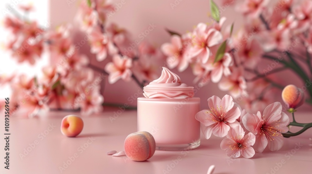Soft and Elegant Skincare Product with Delicate Floral Accents Displayed in a Minimalist and Calming Arrangement for Premium or Branding Purposes Soft and Elegant Skincare Product with Delicate Floral Accents Displayed in a Minimalist and Calming Arrangement for Premium or Branding Purposes