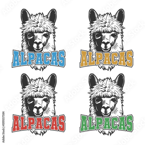 Alpacas Illustration Clip Art Design Shape. Mascot Silhouette Icon Vector.	
