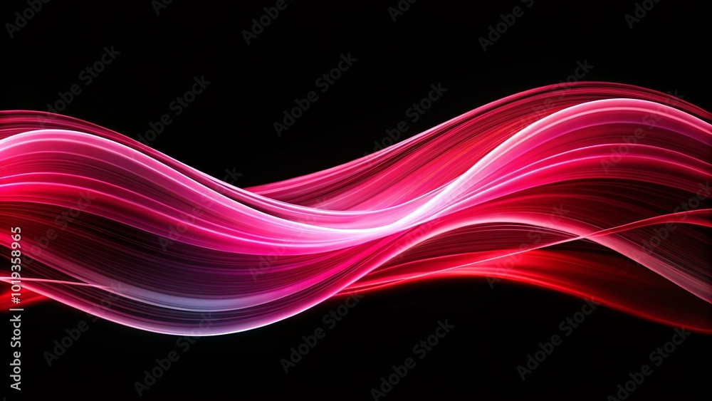 Abstract Flowing Red and White Waves Against a Black Background Abstract Flowing Red and White Waves Against a Black Background