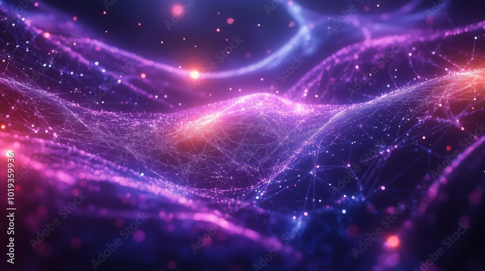 Fototapeta premium Abstract digital network with glowing data nodes