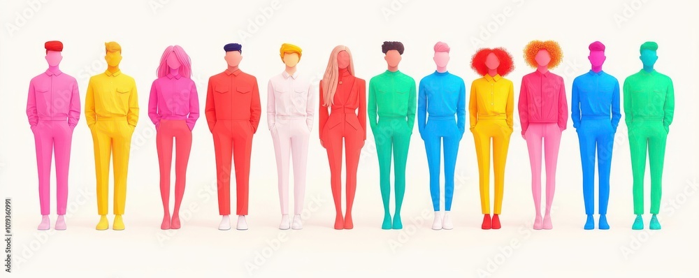Diverse individuals standing in unity, promoting fairness and tolerance, flat design illustration Diverse individuals standing in unity, promoting fairness and tolerance, flat design illustration