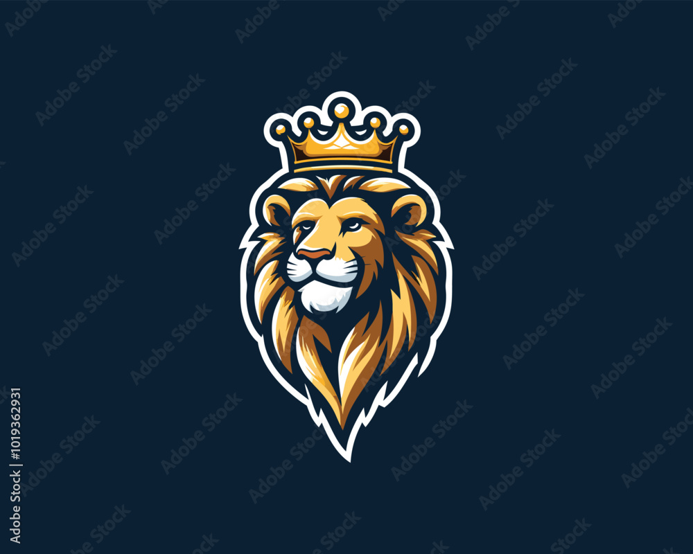 Obraz premium King Lion Head Logo Design Vector illustration
