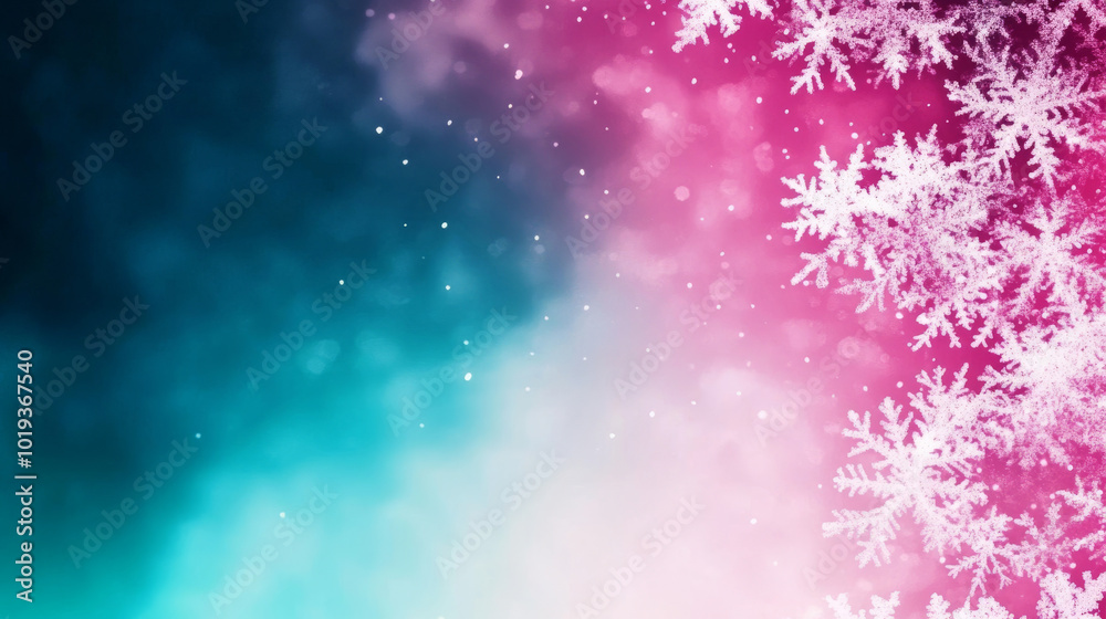 Sparkling snowflakes on a pink and blue winter background. Sparkling snowflakes on a pink and blue winter background.