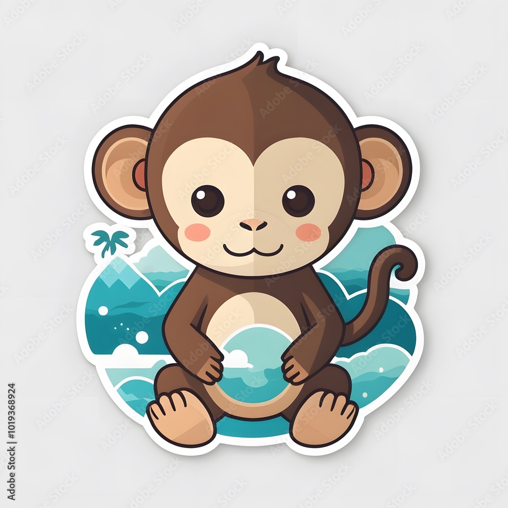 Fototapeta premium cute monkey coloring book
