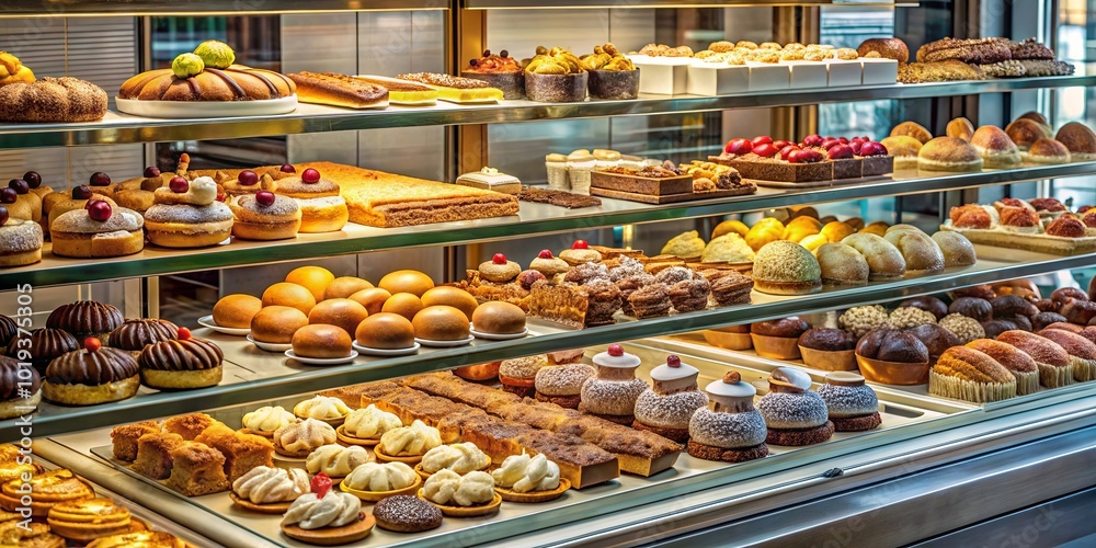 A Multi-Tiered Display of Delectable Pastries, Each Piece a Symphony of Flavors and Textures, Ready to Be Savored A Multi-Tiered Display of Delectable Pastries, Each Piece a Symphony of Flavors and Textures, Ready to Be Savored