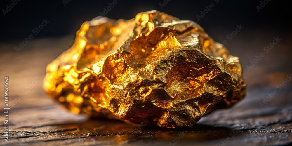 Stunning close-up of a golden meteorite showcasing its unique texture and striking metallic sheen Stunning close-up of a golden meteorite showcasing its unique texture and striking metallic sheen