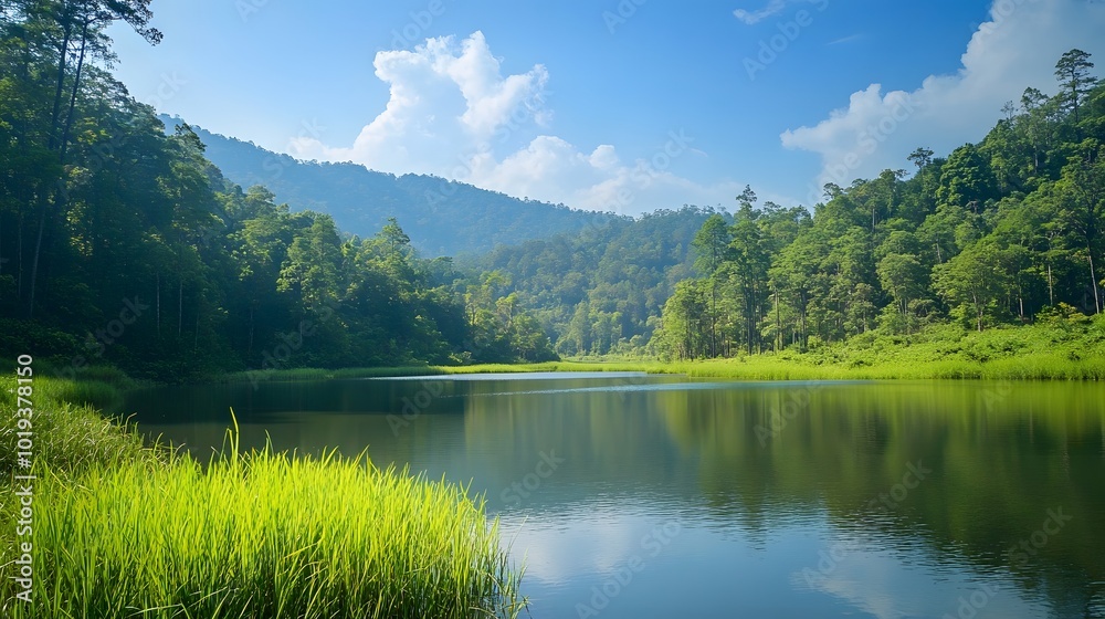 Fototapeta premium 135. A scenic view of a healthy ecosystem thriving in a national park