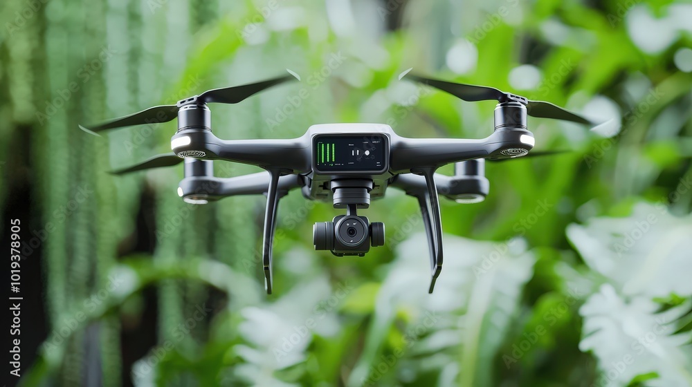Agricultural Drone Flying Over Lush Green Plantation Agricultural Drone Flying Over Lush Green Plantation
