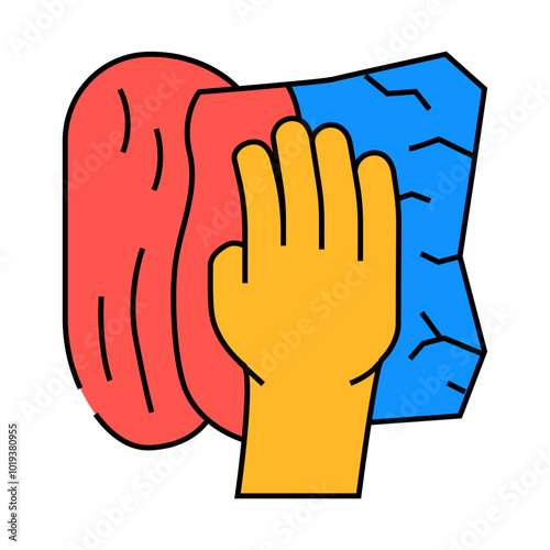 soaking spills with paper towel line icon vector. soaking spills with paper towel sign. isolated symbol illustration