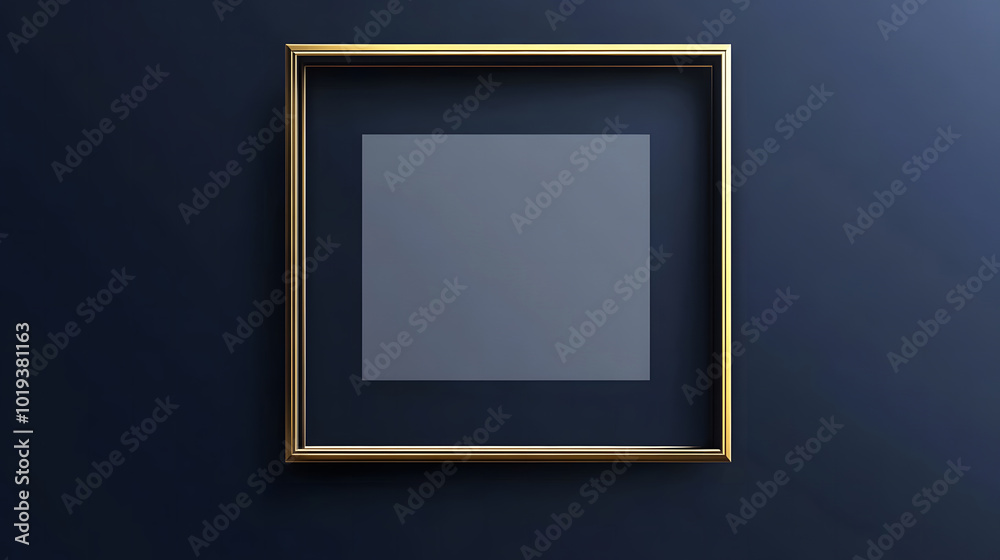 A square blank frame with golden borders on a dark blue background design, a vector presentation design A square blank frame with golden borders on a dark blue background design, a vector presentation design
