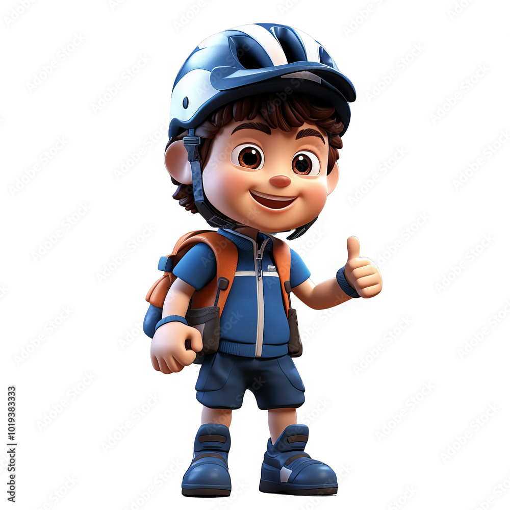 Cute Boy with Helmet and Backpack Giving Thumbs Up Illustration on Transparent Background - Perfect for Kids' Safety and Adventure-Themed Designs Cute Boy with Helmet and Backpack Giving Thumbs Up Illustration on Transparent Background - Perfect for Kids' Safety and Adventure-Themed Designs