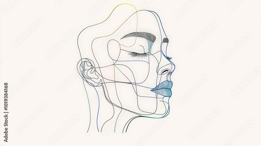 Abstract Face Line Art Illustration   Modern Minimalist Design