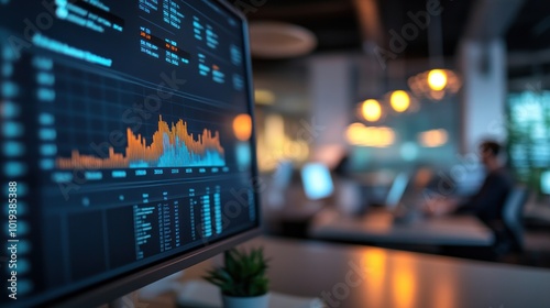 Wallpaper Mural A close-up of a data analysis screen in a modern office environment. Torontodigital.ca