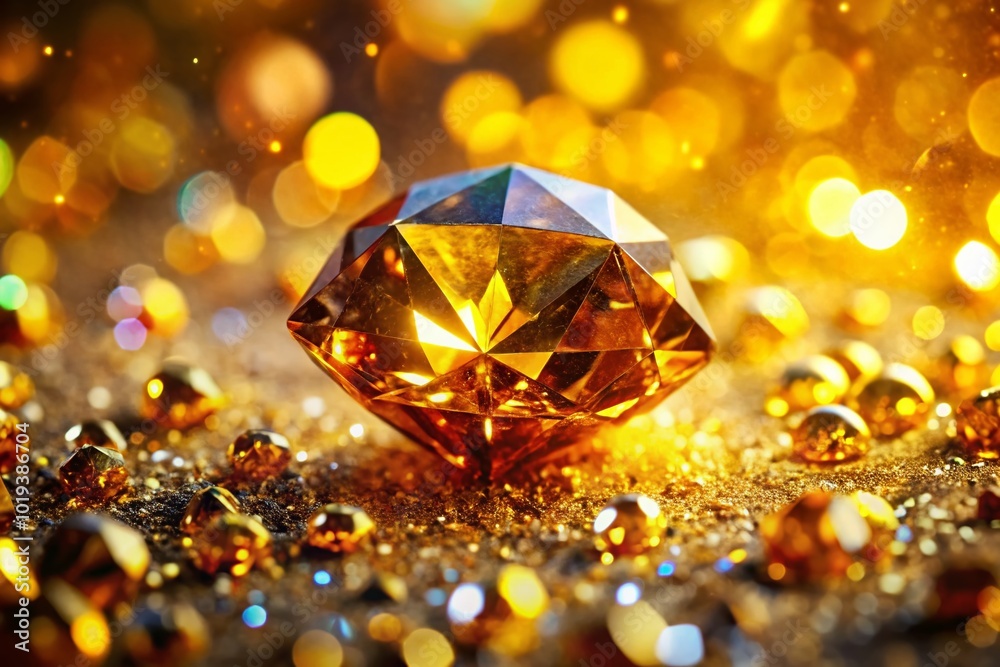 Stunning Gold Color Crystal Sparkling in Light, Perfect for Backgrounds, Textures, and Designs Stunning Gold Color Crystal Sparkling in Light, Perfect for Backgrounds, Textures, and Designs