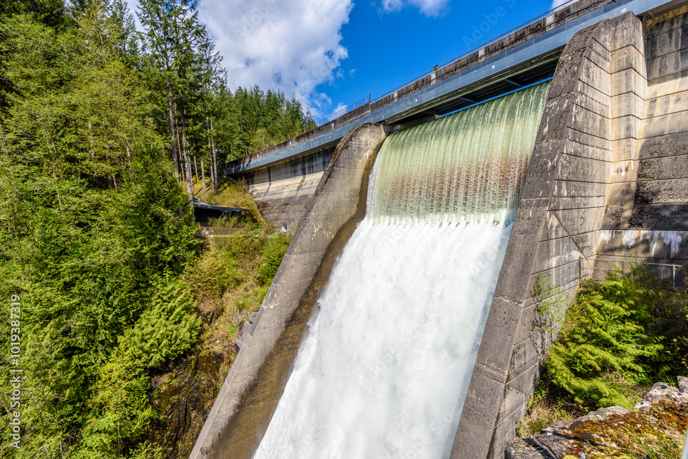 Dam water release,The excess capacity of the dam until spring-way overflows. Dam water release,The excess capacity of the dam until spring-way overflows.