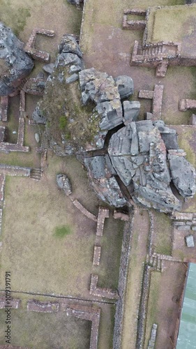 4K Vertical Overhead Shot of Inkilltambo Inca Archeological Ruins. Cusco, Peru - 2024, Sep 28th photo