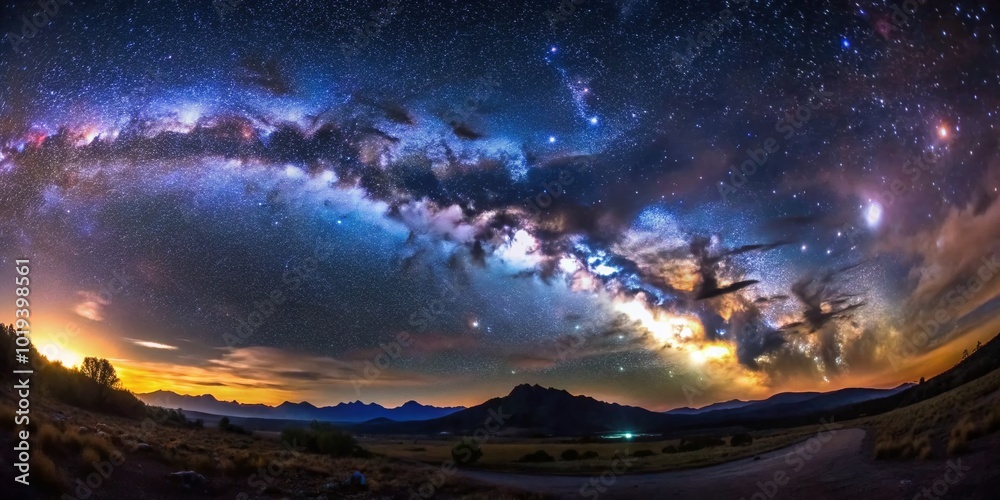 Naklejka premium Stunning Time-Lapse Video of Our Galaxy Capturing Stars, Nebulae, and Cosmic Wonders in Motion