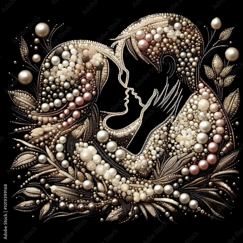 Naklejka premium A Pearled Romance: A Tales of Love and Texture