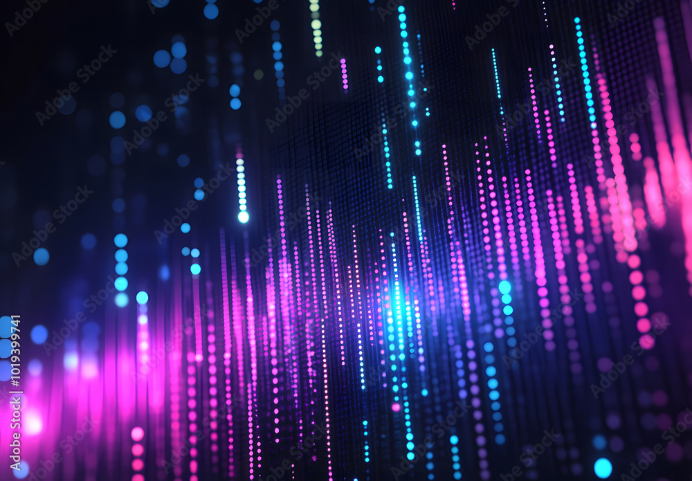 Abstract digital wave on dark background design. Technology and science concept design. 3D Rendering design Abstract digital wave on dark background design. Technology and science concept design. 3D Rendering design