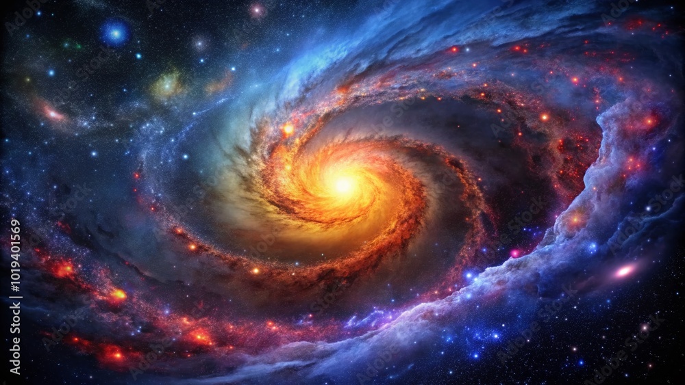 Stunning view of swirling galaxies and vibrant nebulae captured in the depths of outer space