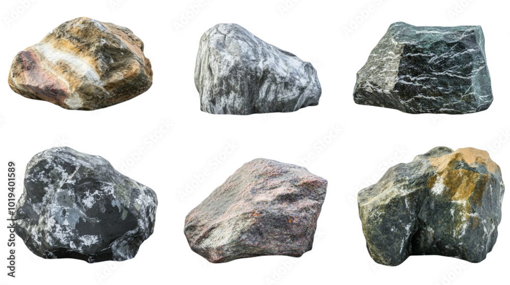 Natural rock collection displaying a diverse array of stones, each with unique shapes and earthy tones of grey and brown. This arrangement provides an authentic and rugged texture Natural rock collection displaying a diverse array of stones, each with unique shapes and earthy tones of grey and brown. This arrangement provides an authentic and rugged texture
