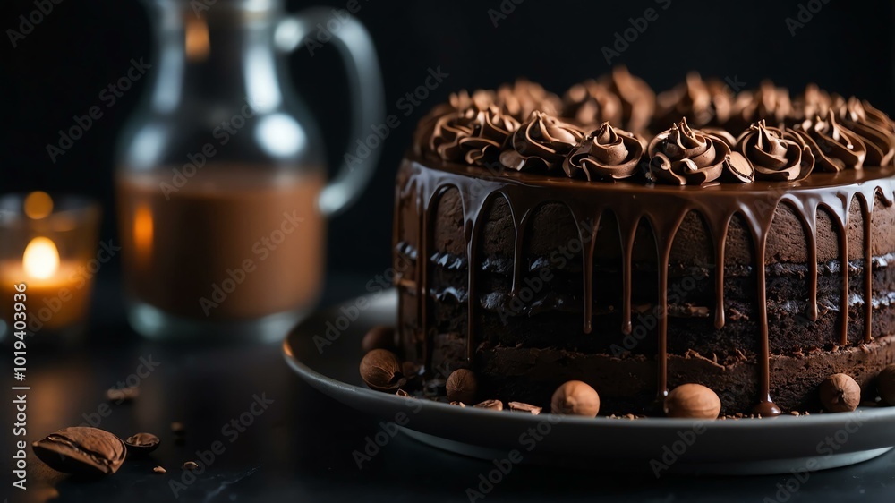 Aesthetic preparation of mocha cake on a black themed kitchen. bokeh style. Aesthetic preparation of mocha cake on a black themed kitchen. bokeh style.
