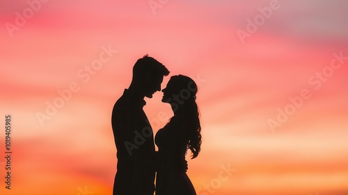 A couple sharing a sunset embrace, symbolizing a promise to stay together, couple promise, eternal love