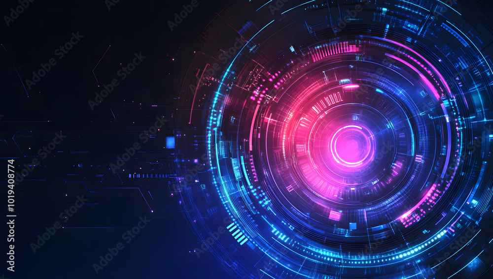Abstract futuristic technology background design with blue and purple circular shapes design, vector illustration design. Digital data, high-tech concept. Flat design Abstract futuristic technology background design with blue and purple circular shapes design, vector illustration design. Digital data, high-tech concept. Flat design