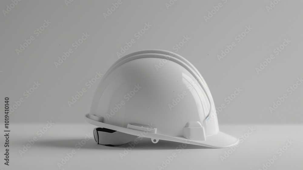 Minimalist white hard hat in clean studio setting, symbolizing safety and construction Minimalist white hard hat in clean studio setting, symbolizing safety and construction