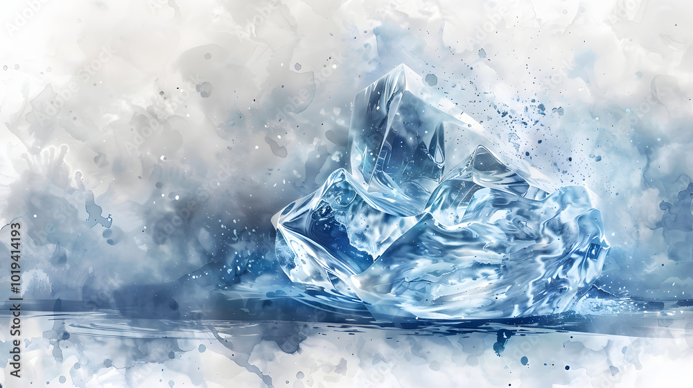 Ice Sculpture winter Watercolor Ice Sculpture winter Watercolor