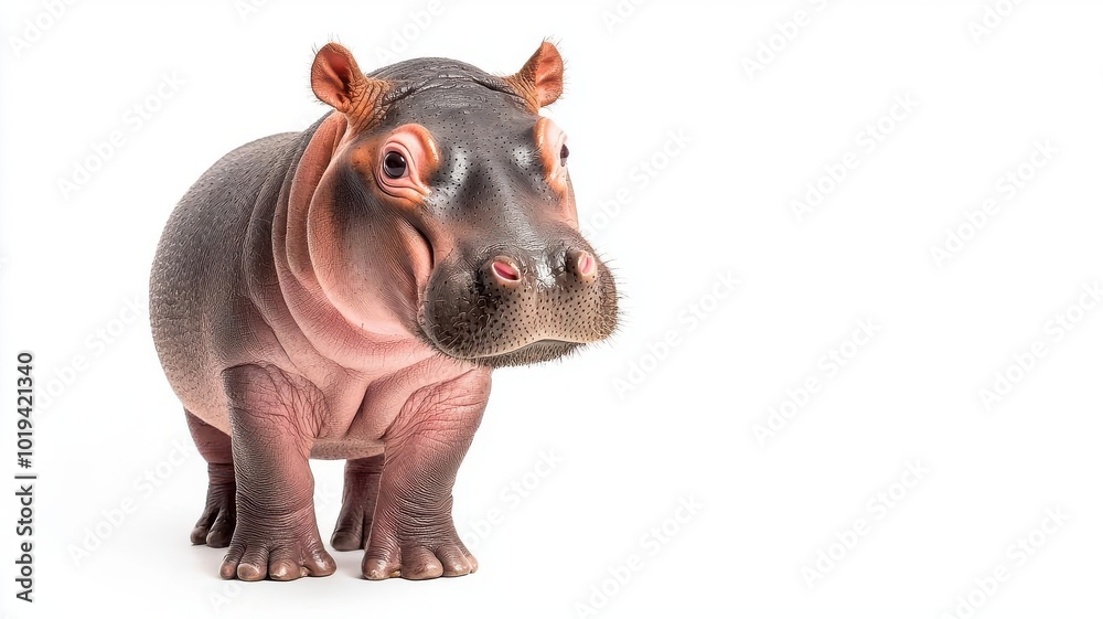Curious baby hippo Peeking Soft colors White background Curious baby hippo Peeking Soft colors White background