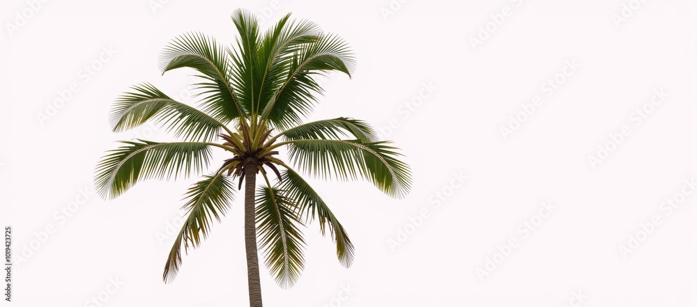 Lone coconut tree against an empty backdrop Lone coconut tree against an empty backdrop
